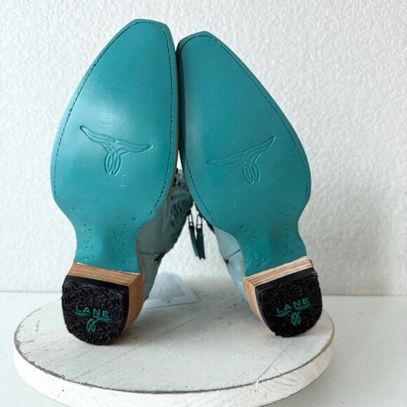 Lane COSSETTE Womens Cowboy Bootie 7.5 Blue Cowgirl Western Short Ankle Boots - Picture 8 of 11